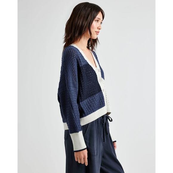 Splendid Women Colorblock Cotton Crochet Audrey Boho Relaxed Cardigan Size XL - Picture 3 of 6
